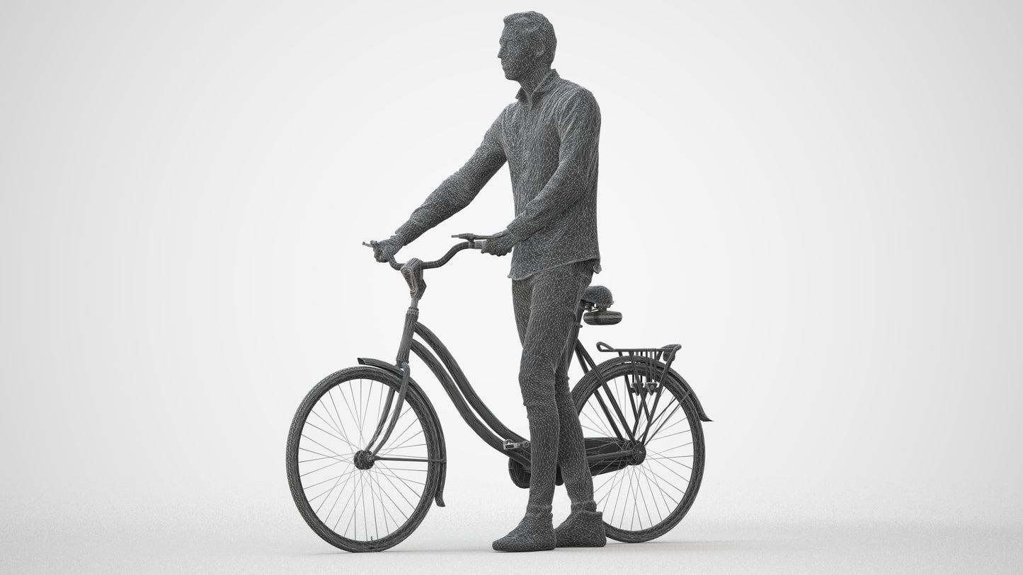realistic 3D people man casual cycling, render-ready for V-Ray and Corona, FBX OBJ, square thumbnail