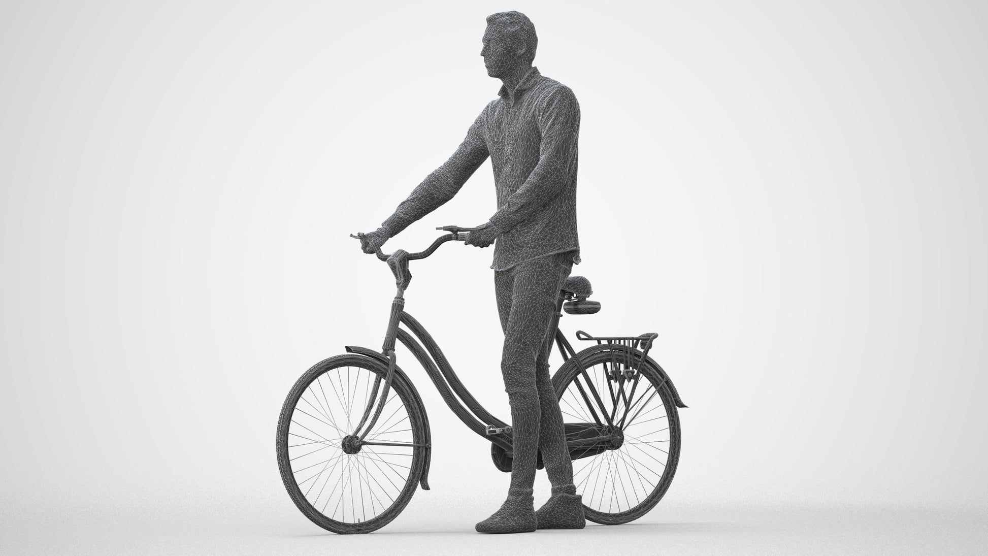 realistic 3D people man casual cycling, render-ready for V-Ray and Corona, FBX OBJ, square thumbnail