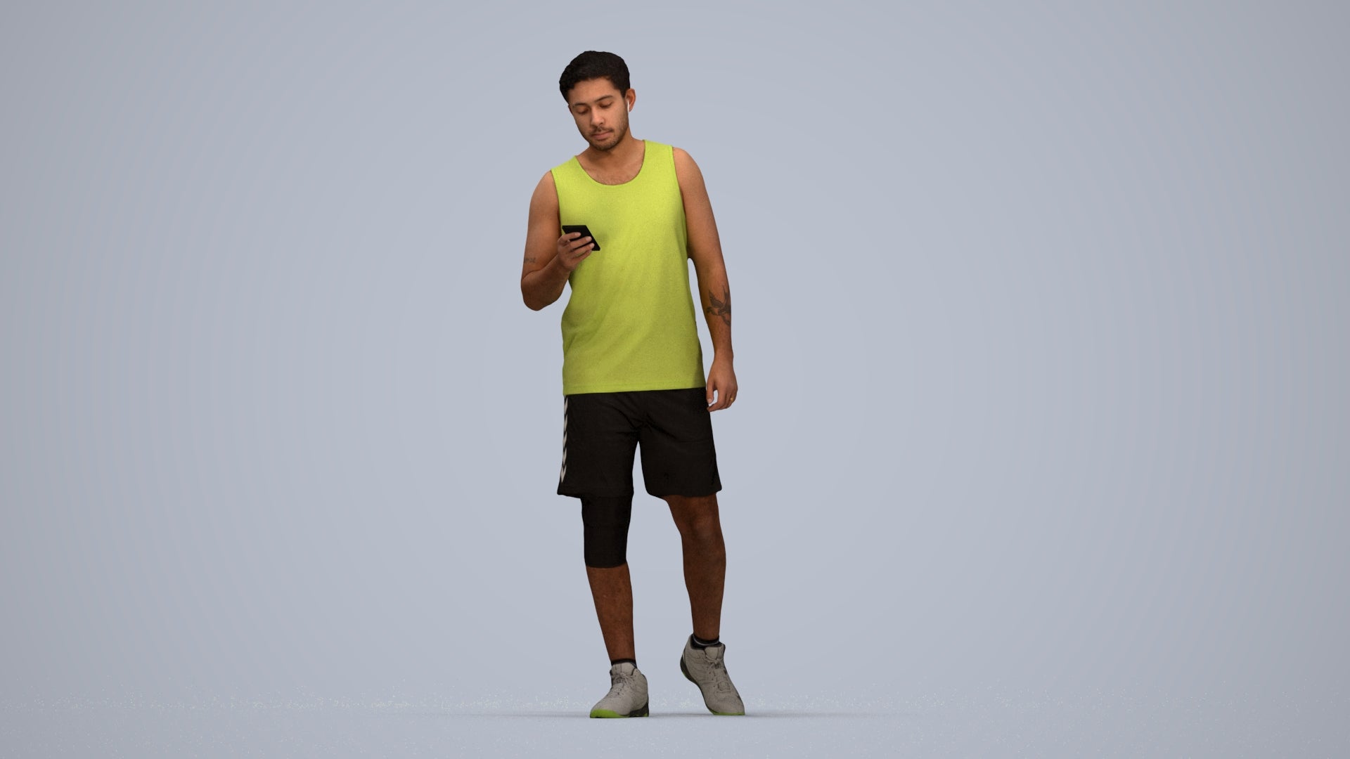 scanned 3D man sport, photogrammetry people for Enscape and V-Ray, top-down view render