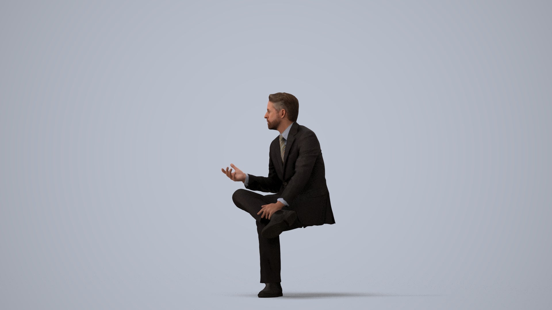 3D people model man business, scanned human for 3ds Max rendering, three-quarter view render