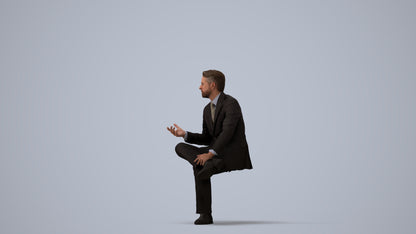 3D people model man business, scanned human for 3ds Max rendering, three-quarter view render