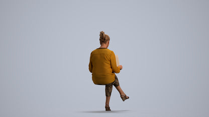 3D people model woman casual sitting, scanned human for 3ds Max rendering, front view render