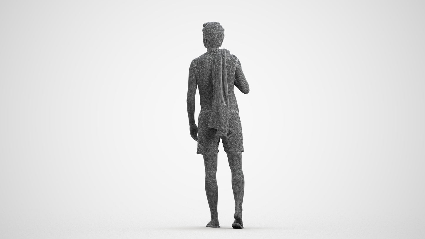 realistic 3D people man sport, render-ready for V-Ray and Corona, FBX OBJ, wireframe front view