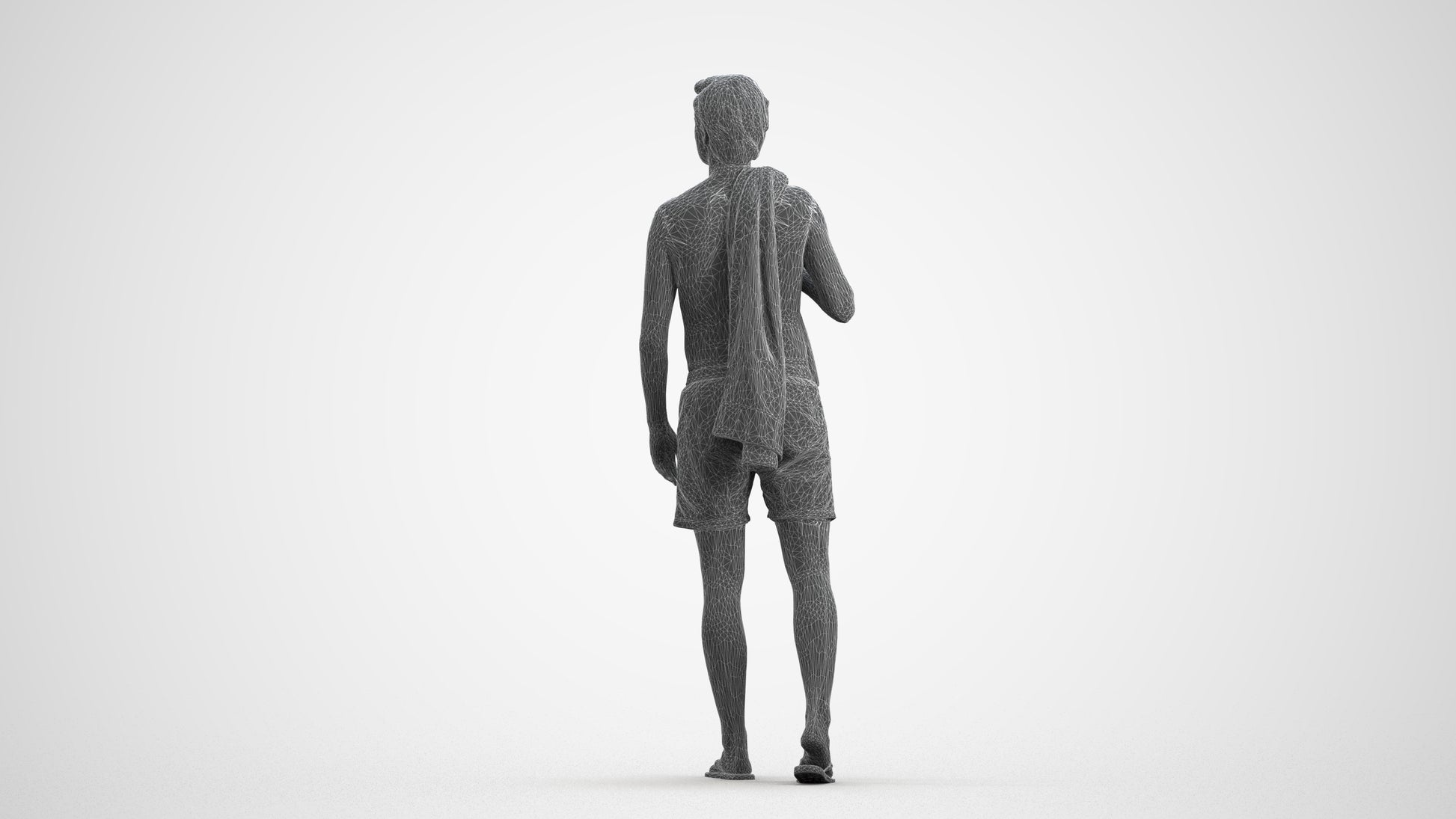 realistic 3D people man sport, render-ready for V-Ray and Corona, FBX OBJ, wireframe front view