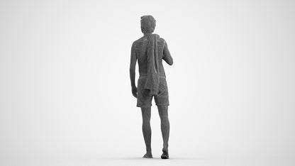 realistic 3D people man sport, render-ready for V-Ray and Corona, FBX OBJ, wireframe front view