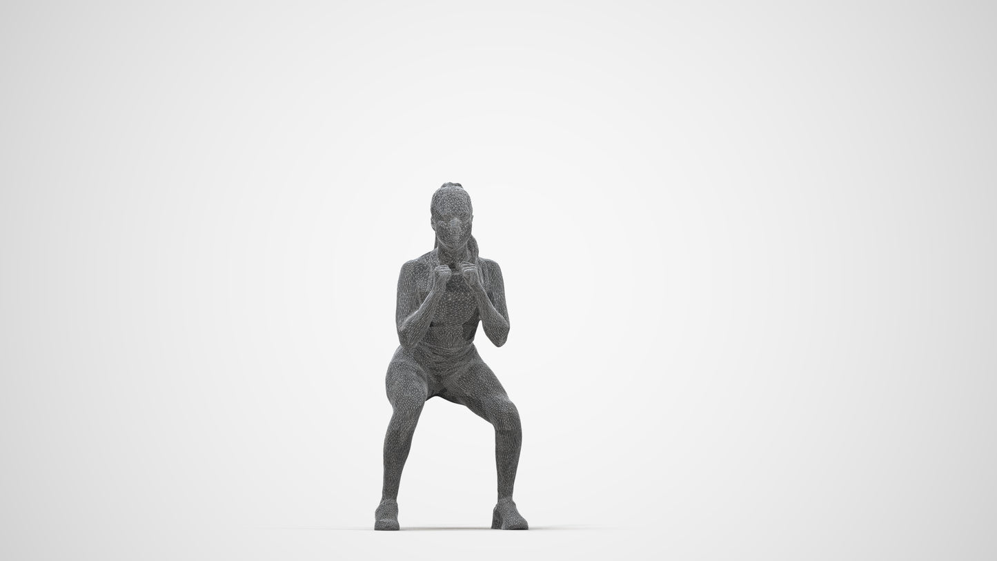 scanned 3D woman sport, photogrammetry people for Enscape and V-Ray, wireframe back view