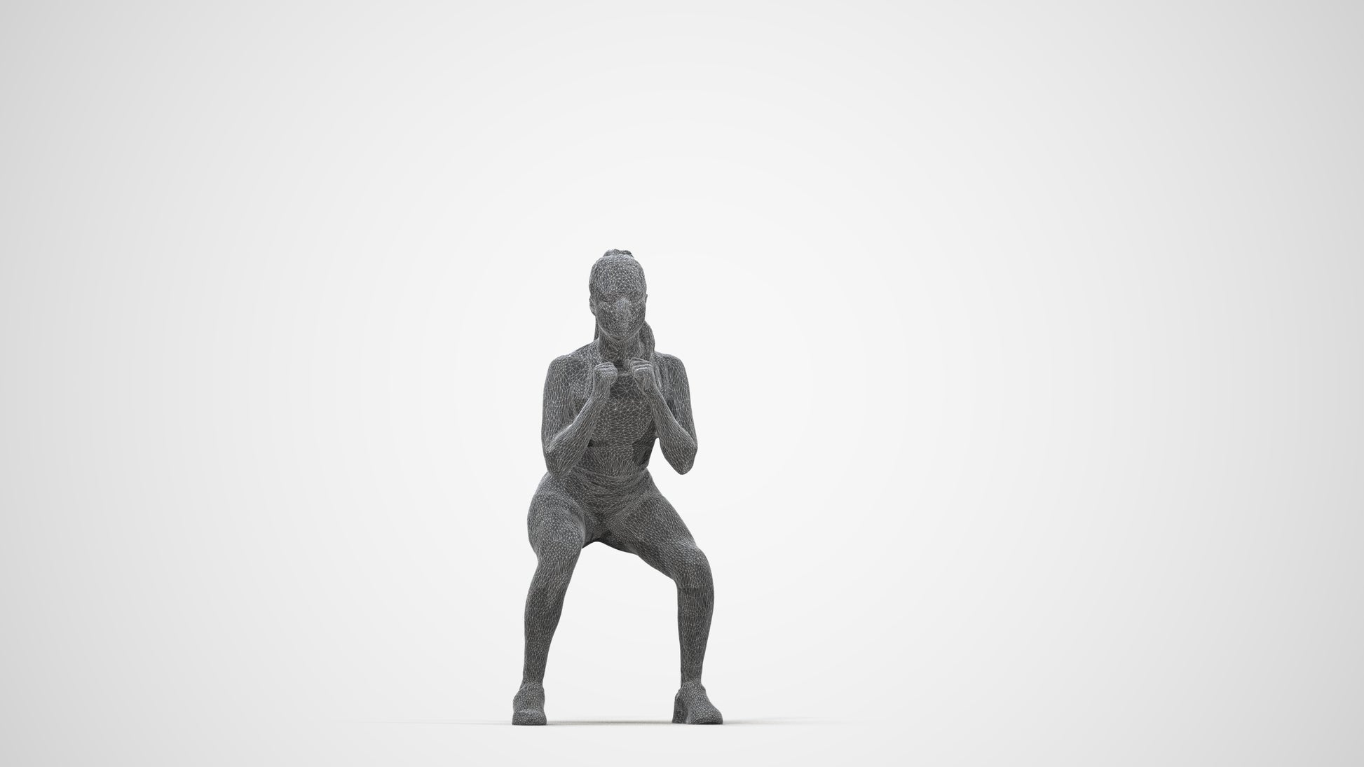 scanned 3D woman sport, photogrammetry people for Enscape and V-Ray, wireframe back view