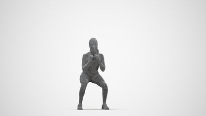 scanned 3D woman sport, photogrammetry people for Enscape and V-Ray, wireframe back view