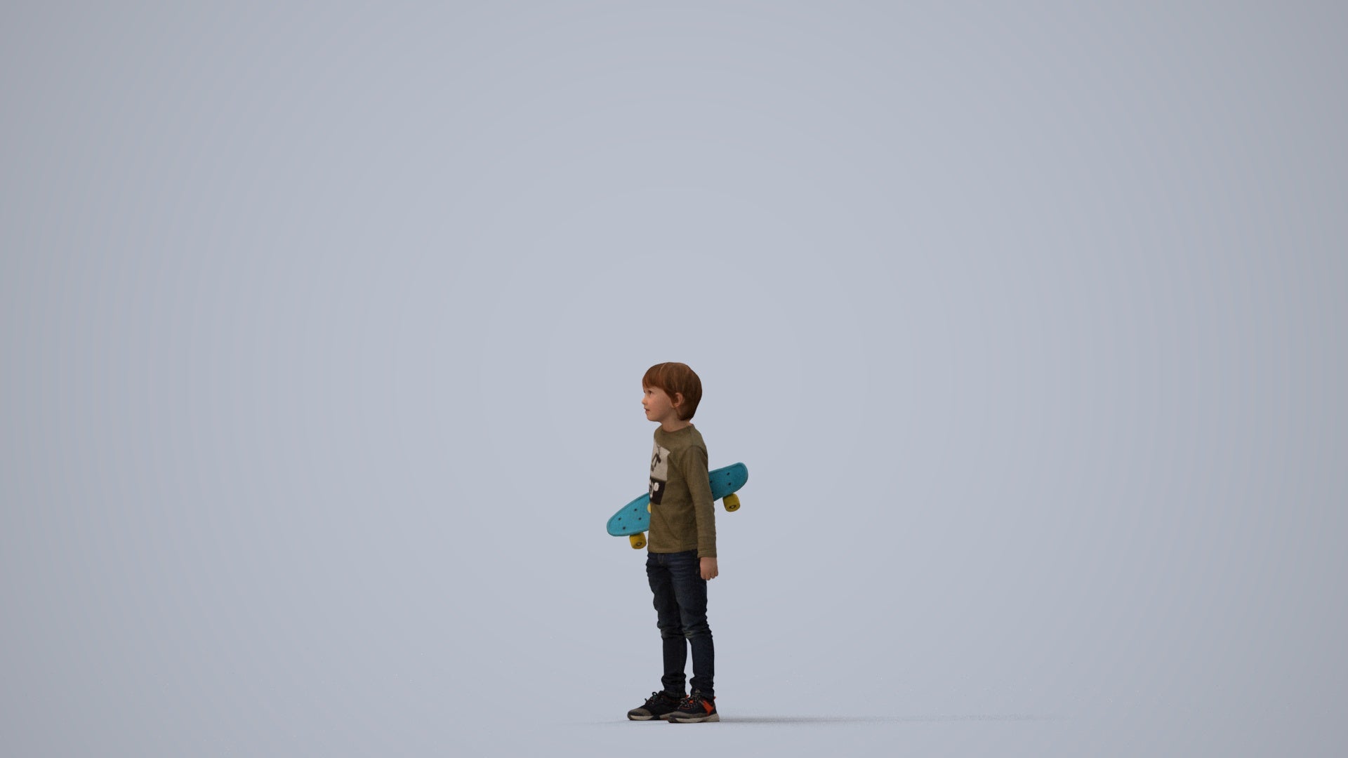 scanned 3D boy casual kids, photogrammetry people for Enscape and V-Ray, three-quarter view render