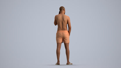 realistic 3D human man pool, archviz people FBX OBJ for Blender, front view render