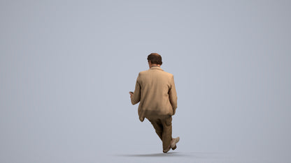 realistic 3D senior man business sitting, scanned archviz people for Blender and 3ds Max, front view render