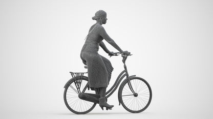 photogrammetry 3D woman casual cycling, realistic human model archviz FBX, wireframe side view