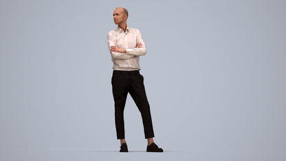realistic 3D people man business standing, render-ready for V-Ray and Corona, FBX OBJ, top-down view render