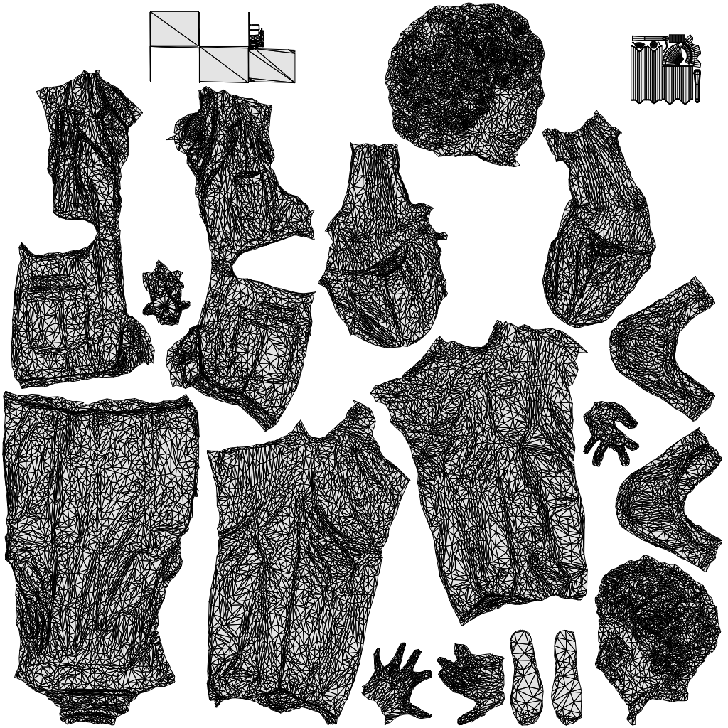 3D scanned woman medical, photorealistic archviz people for Enscape and SketchUp, wireframe top-down view