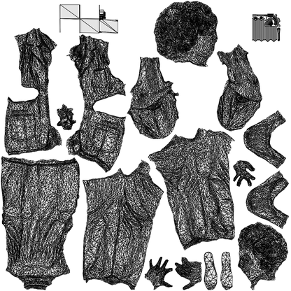3D scanned woman medical, photorealistic archviz people for Enscape and SketchUp, wireframe top-down view
