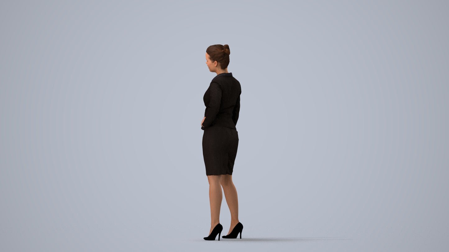 3D scanned woman business, photorealistic archviz people for Enscape and SketchUp, three-quarter view render