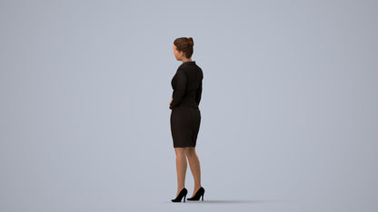 3D scanned woman business, photorealistic archviz people for Enscape and SketchUp, three-quarter view render