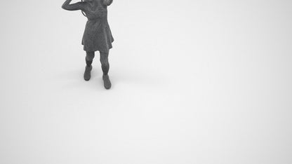 3D scanned woman sport, photorealistic archviz people for Enscape and SketchUp, wireframe three-quarter view