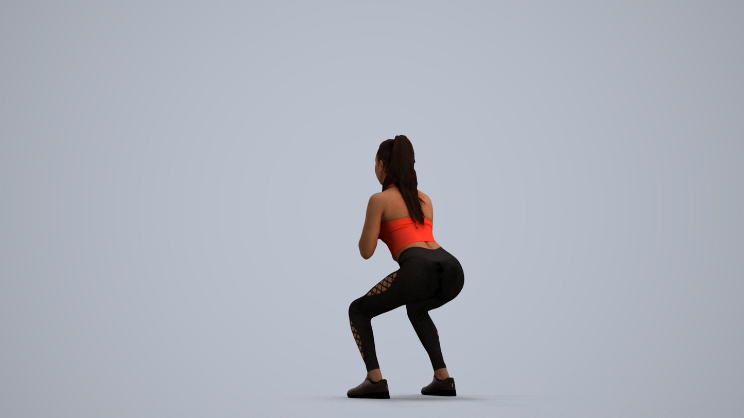 scanned 3D woman sport, photogrammetry people for Enscape and V-Ray, front view render