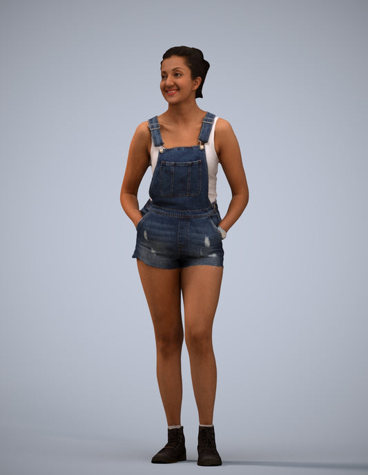 3D people model woman casual standing, scanned human for 3ds Max rendering