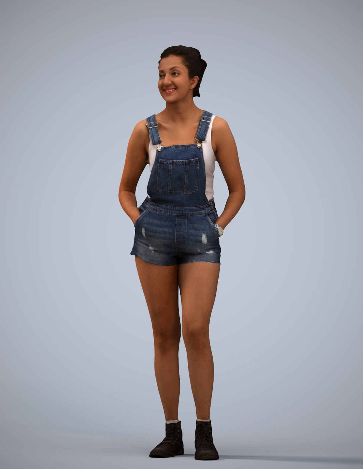 3D people model woman casual standing, scanned human for 3ds Max rendering
