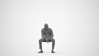 realistic 3D people man business sitting, render-ready for V-Ray and Corona, FBX OBJ, wireframe back view
