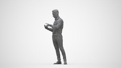 realistic 3D people man business standing, render-ready for V-Ray and Corona, FBX OBJ, wireframe back view