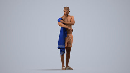 3D people model man pool, scanned human for 3ds Max rendering, side view render