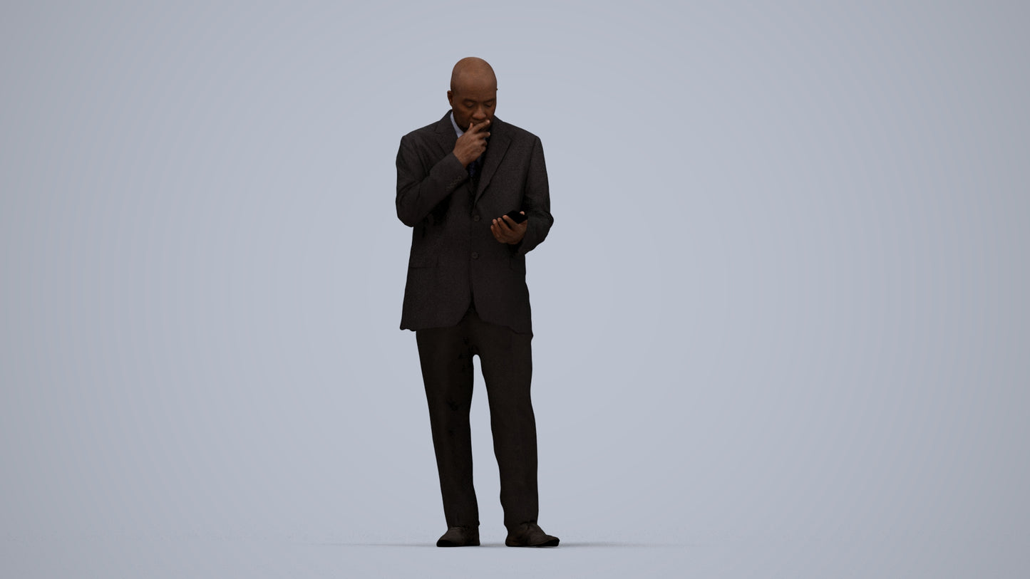 photogrammetry 3D man business, realistic human model archviz FBX, top-down view render