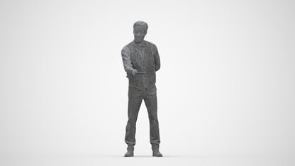 3D people model man hospitality, scanned human for 3ds Max rendering, wireframe back view