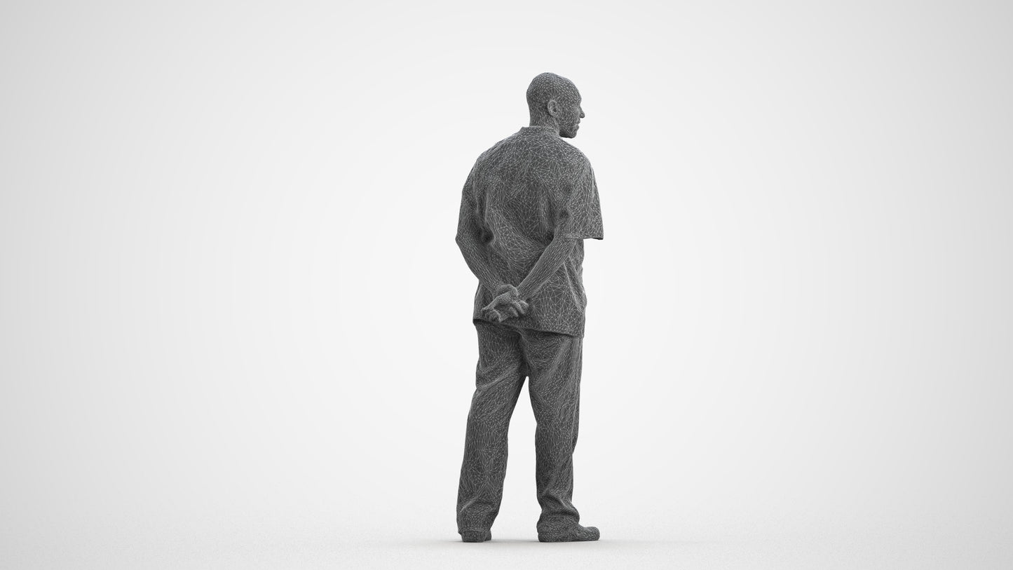 realistic 3D man medical, scanned archviz people for Blender and 3ds Max, wireframe front view