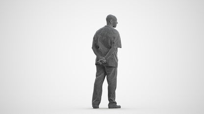 realistic 3D man medical, scanned archviz people for Blender and 3ds Max, wireframe front view