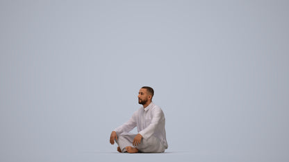 photogrammetry 3D man sitting, realistic human model archviz FBX, top-down view render