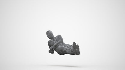 3D people model man casual sitting, scanned human for 3ds Max rendering, three-quarter front view render