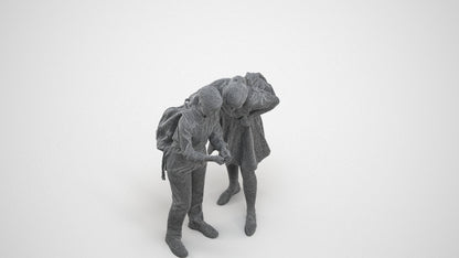 realistic 3D girl kids, scanned archviz people for Blender and 3ds Max, wireframe three-quarter view