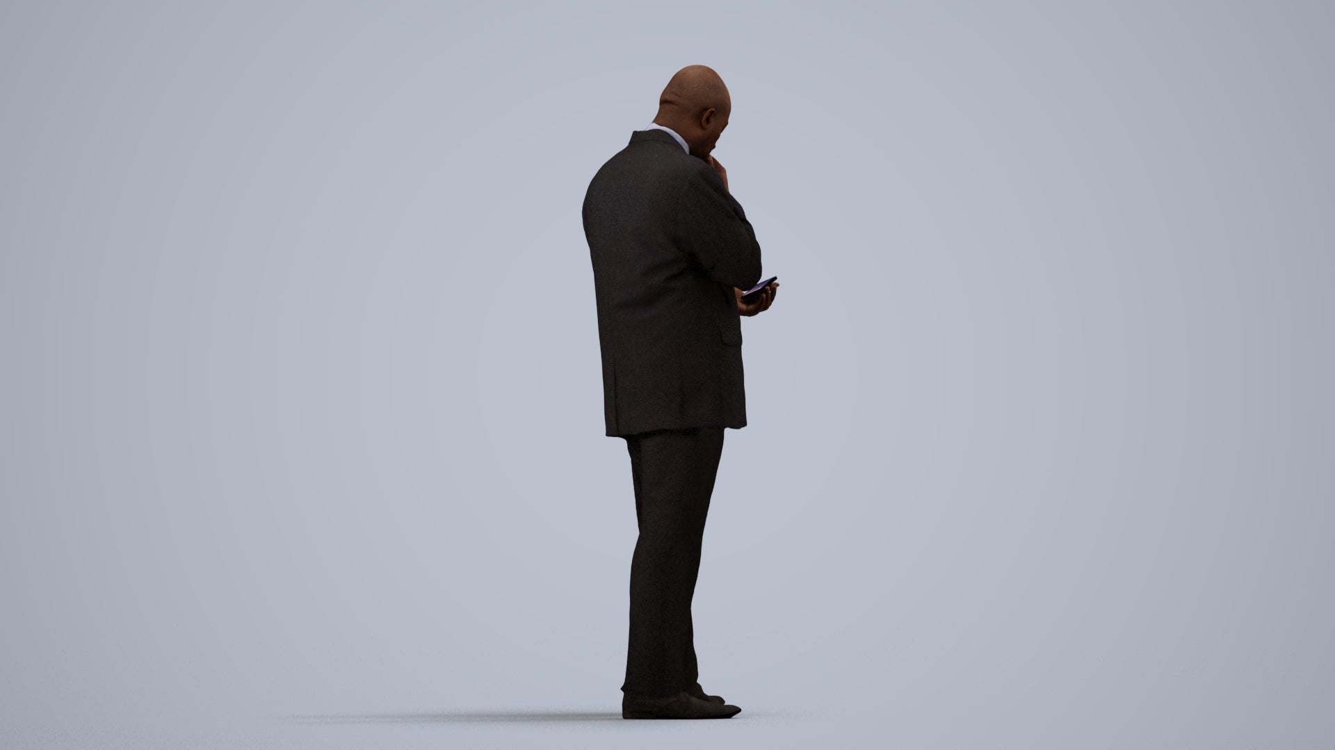 photogrammetry 3D man business, realistic human model archviz FBX, side view render