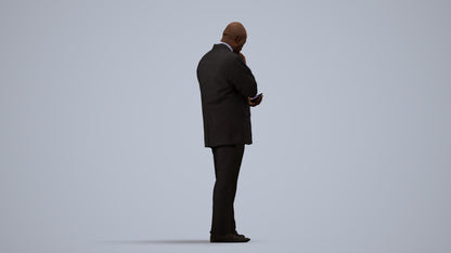 photogrammetry 3D man business, realistic human model archviz FBX, side view render