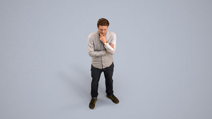 3D scanned man standing casual, photorealistic archviz people for Enscape and SketchUp, back view render