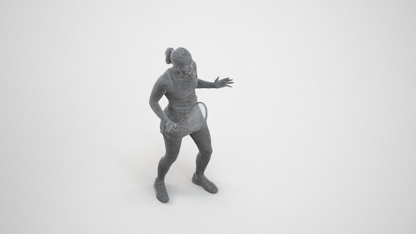 photogrammetry 3D girl sport, realistic human model archviz FBX, wireframe three-quarter view