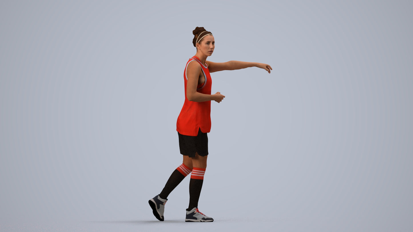 3D people model woman sport, scanned human for 3ds Max rendering, side view render