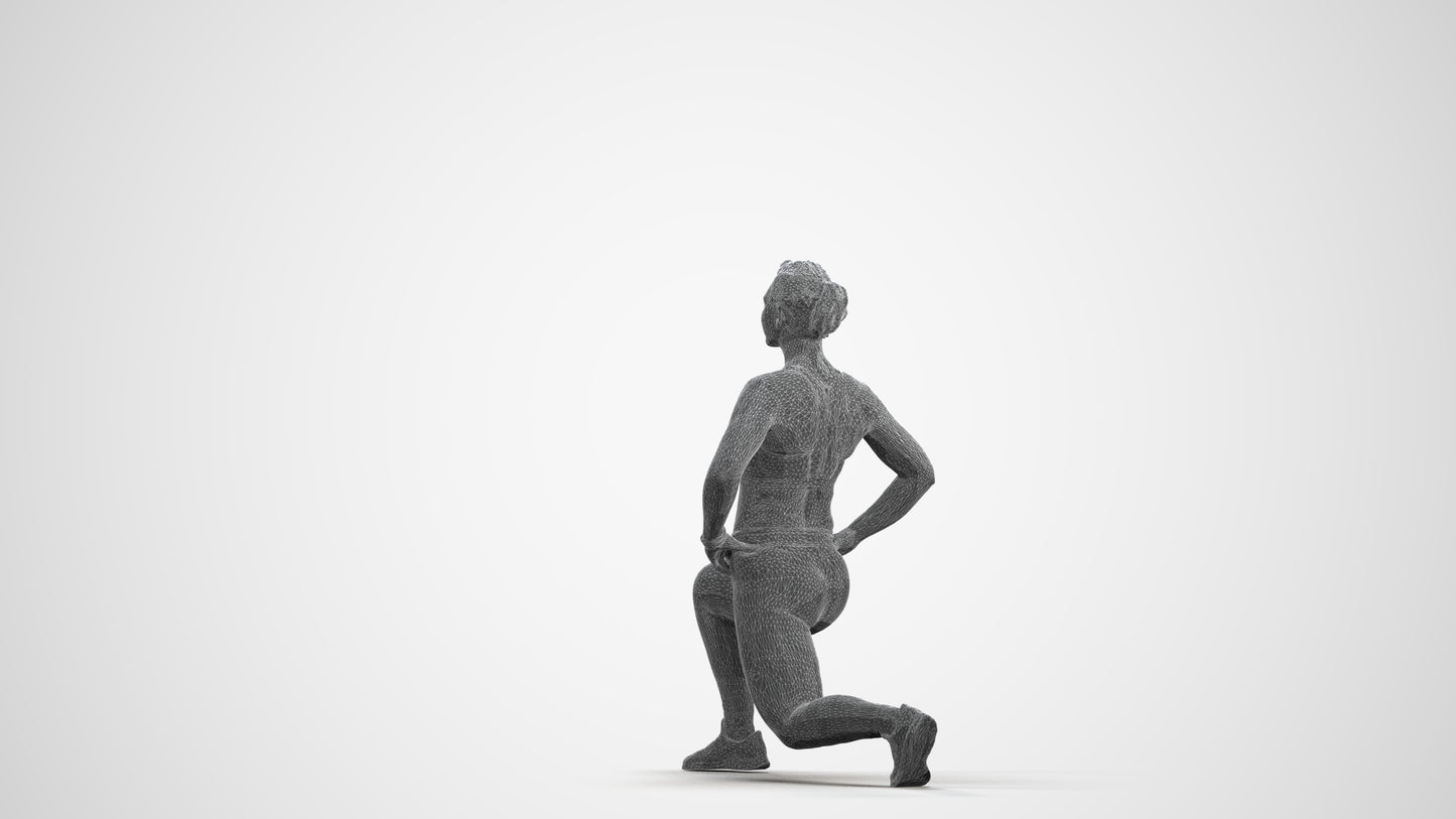 realistic 3D human woman sport, archviz people FBX OBJ for Blender, wireframe front view