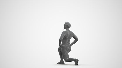 realistic 3D human woman sport, archviz people FBX OBJ for Blender, wireframe front view