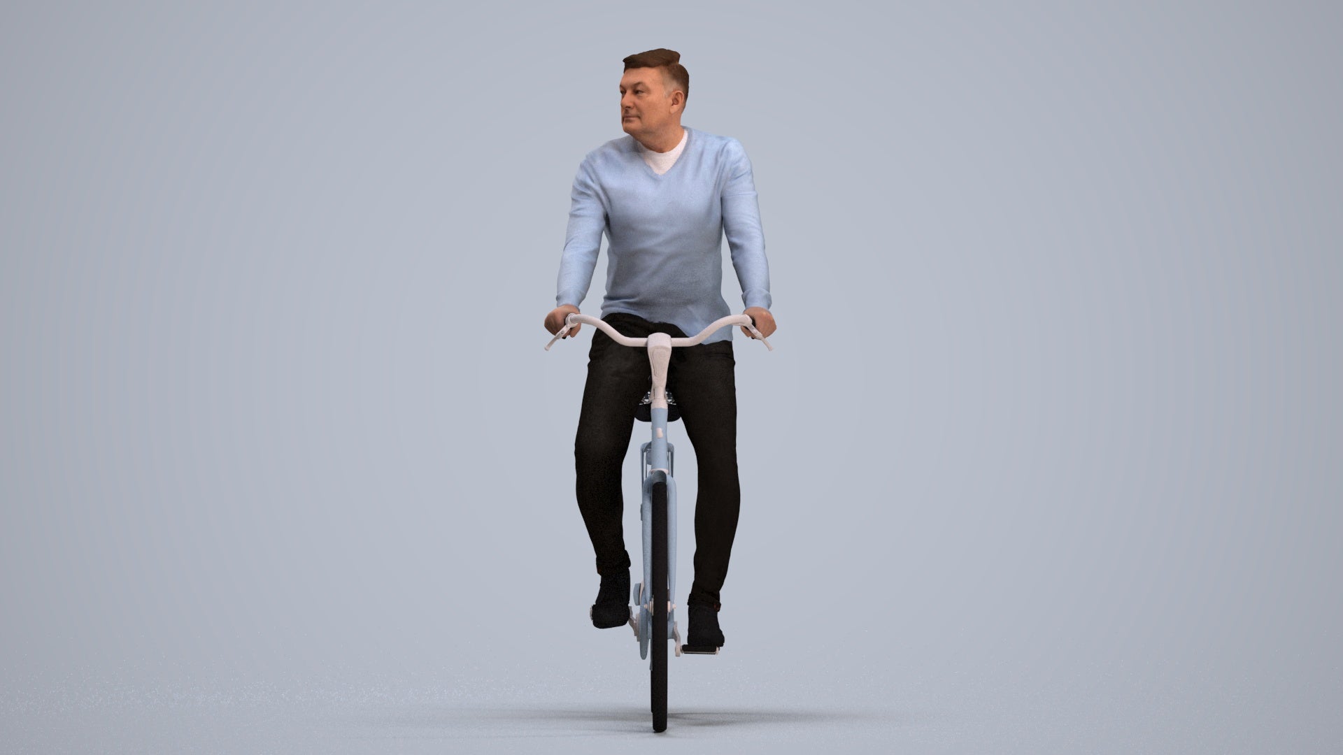 realistic 3D people man casual cycling, render-ready for V-Ray and Corona, FBX OBJ, standing pose render