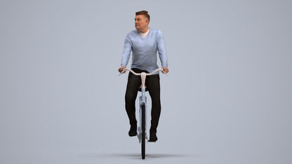 realistic 3D people man casual cycling, render-ready for V-Ray and Corona, FBX OBJ, standing pose render