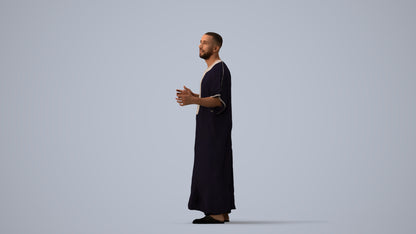 realistic 3D human man standing, archviz people FBX OBJ for Blender, three-quarter view render