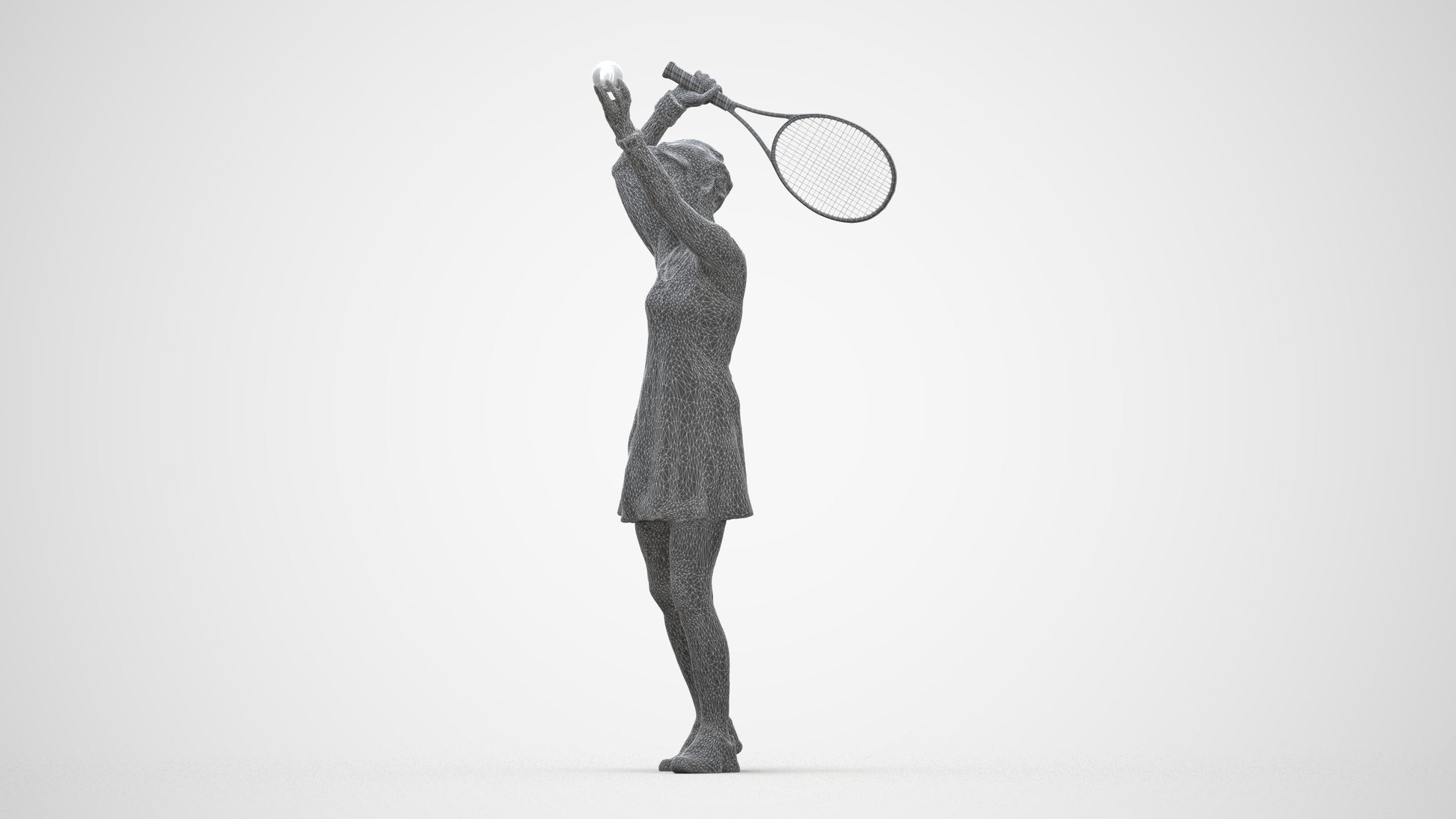 scanned 3D woman sport, photogrammetry people for Enscape and V-Ray, wireframe back view