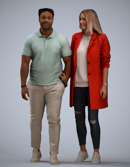 photogrammetry 3D woman casual couple, realistic human model archviz FBX