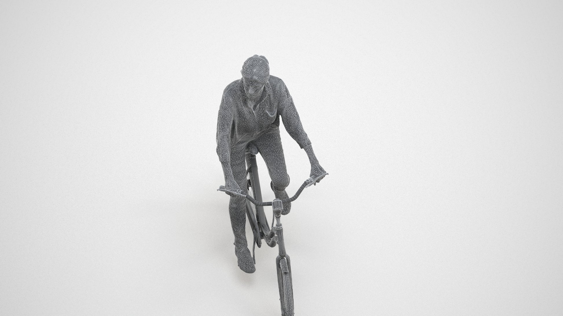 photogrammetry 3D woman casual cycling, realistic human model archviz FBX, wireframe three-quarter view