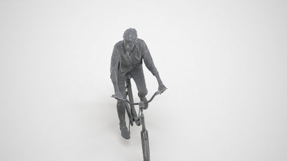 photogrammetry 3D woman casual cycling, realistic human model archviz FBX, wireframe three-quarter view