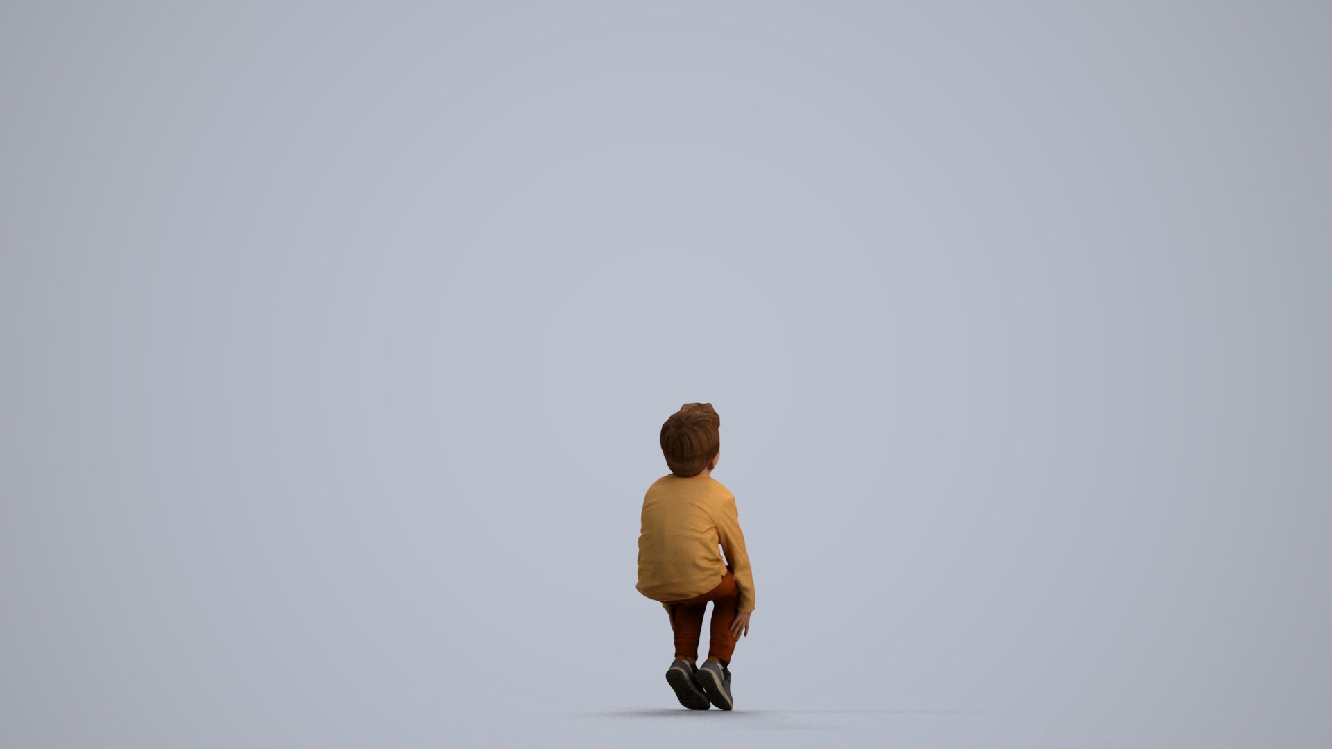 3D human model boy casual kids, photogrammetry scanned person for archviz, front view render